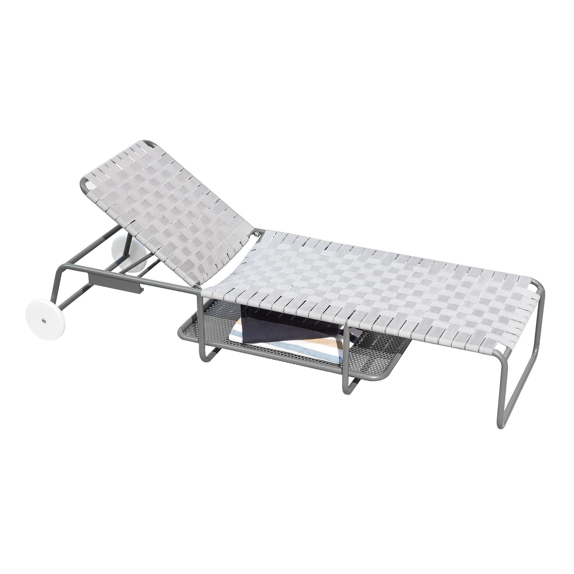 Gervasoni - Inout 883 Sonnenliege - grau/grau/Sitzfläche aus elastischen Gurten/Gestell Aluminium grau lackiert/LxBxH 216x78x91cm von Gervasoni