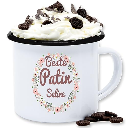 Emaille Tasse Blechtasse - Beste Patin - Patentante Taufpatin - 300 ml - Weiß Schwarz - geschenke für geschenk+für+taufpatin von Geschenk mit Namen personalisiert by Shirtracer