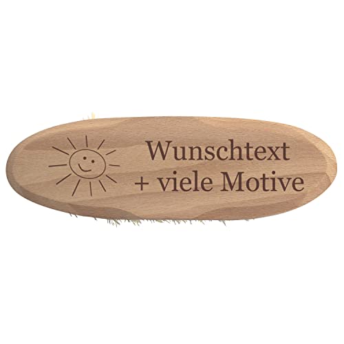 Scheuerbürste aus Holz - mit Wunschgravur - Name und Motiv, Putzbürste für den Haushalt, Reinigungsbürste, Schrubber für Garten, Auto, Fugen, Pflastersteine, Pferd von Geschenkissimo