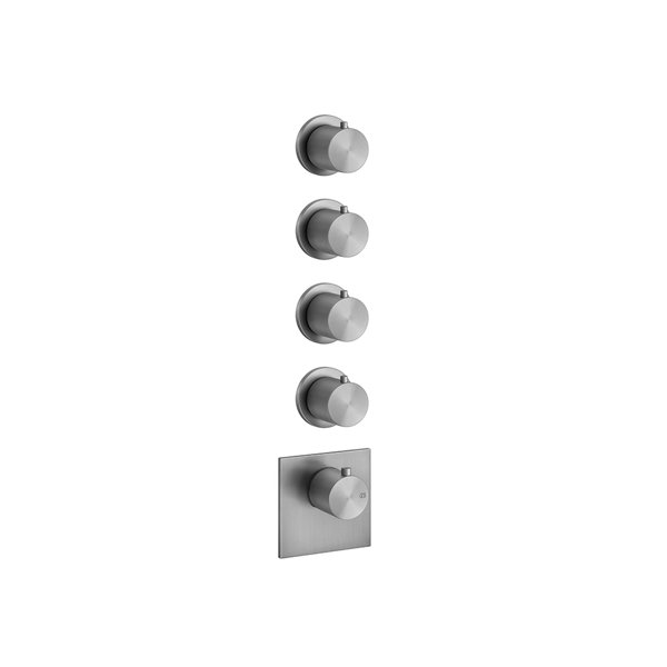 Gessi 316 Fertigmontage-Set Unterputz-Thermostat, vertikalen Montage, 4 separate Wege, einzelne Rosetten, 54508, Farbe: Metall Schwarz gebürstet PVD von Gessi