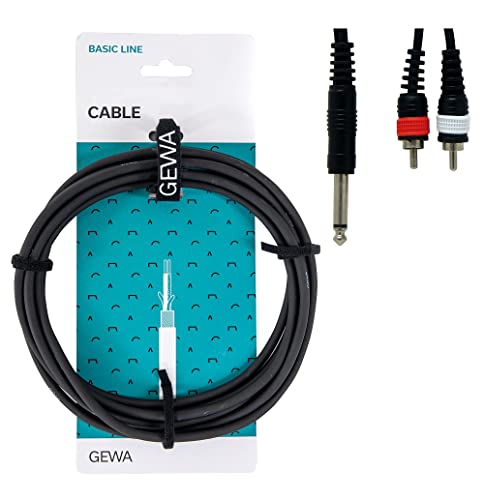 GEWA Y-Kabel Basic Line 1,5m, schwarz, 1x 6,3 mm Monoklinke - 2x Cinch, 190140 von Gewa
