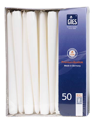 Gies 205-339000-10, 50er-Packung, 245 x 22 mm, Weiss Kerzen, Spitzkerzen, 50 von Gies