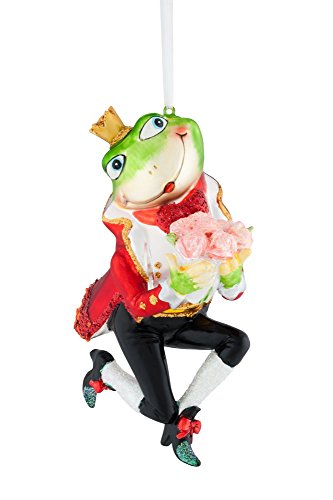 Gift Company - Hänger - Christbaumschmuck, Baumschmuck - Frog Groom, Frosch, Froschkönig - Rot - Glas - 8x13x5 cm von Gift Company
