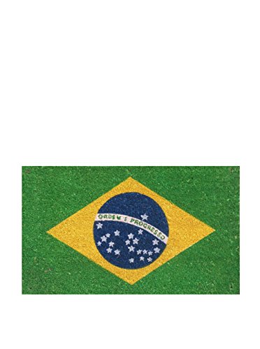 Gift Company PVC-Fußmatte, Motiv: Brasilien-Flagge, 75 x 45 cm, Kokosnuss und PVC, Mehrfarbig, 1 von Gift Company