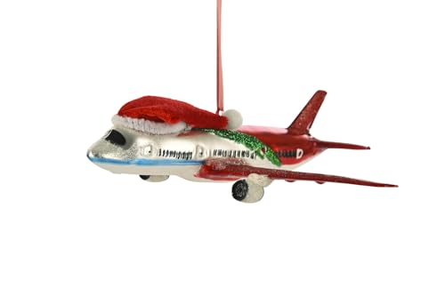 Giftcompany Hänger Flugzeug mit Weihnachtsmütze rot 18cm (1 Stück) von Giftcompany