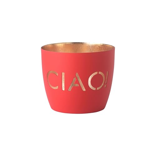 Giftcompany Windlicht Madras Ciao Eisen Höhe 8,5 cm neon rot Gold von Giftcompany