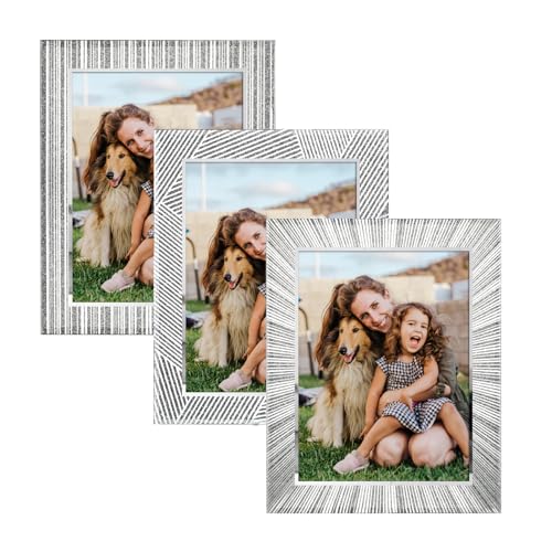 Giftgarden 3 Stück Glas Bilderrahmen 15x20 cm mit Silber Glitzer - Funkelnde Fotorahmen für Tischplatte - Perfekt für Babyfotos, Familienfotos und Hochzeitsfotos - Geschenk von Giftgarden