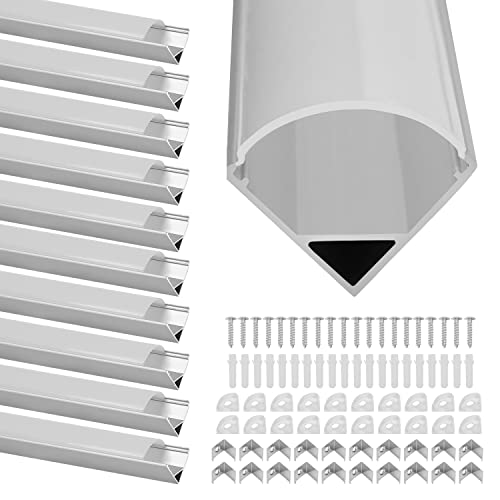 Gimisgu LED Profil Aluminium 20 × 1M, LED-Aluminium Profil V-Form mit Abdeckung, Endkappen und Montageclips, Aluprofil für LED-Streifen/LED Stripes/Stripe/Strip(bis 11mm Breit) von Gimisgu