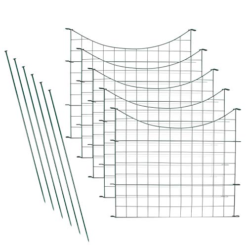 Gimisgu Teichzaun Gartenzaun 11tlg Set Zaun Teich mit 5 Zaunelemente und 6 Befestigungsstäben, Gartenzaun Grün, Welpenauslauf, Freigehege, Gitterzaun (Unterbogen) von Gimisgu