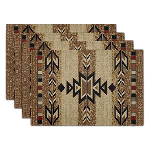 Giwawa Southwestern Platzsets Rustikale Tribal Geometrische Dekorative Tischmatte Antik Indianer Hitzebeständige Anti-Rutsch-Platzsets 30,5 x 45,7 cm 4 Stück für Esszimmer Küche Party Urlaub Dekor von Giwawa