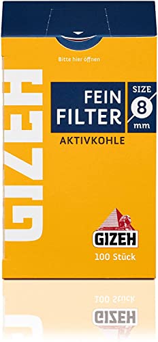 Gizeh 19851 Feinfilter Aktivkohle-8 mm Durchmesser-15 mm Länge-20 Beutel a 100 Filter, Baumwolle von Gizeh