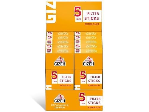 Gizeh 19878 2 x Sticks Extra Slim-5,0 mm Durchmesser-15 mm Länge-2 x 10 Packungen a 126 2520 Filter, Papier von Gizeh