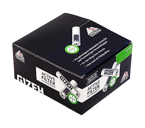 Gizeh 5 Boxen Active Filter 8 mm Durchmesser, Aktivkohlefilter in der 200er-Box von Gizeh