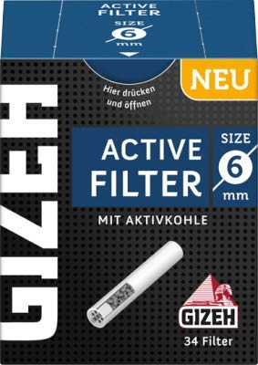 Gizeh 68 x Active Tips Slim Aktivkohlefilter 6mm 2x34er Filtertips von Gizeh