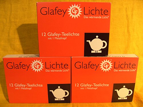 Glafey Teelichter Nr.38,12er Pack + EIN Odeon Napf, Brenndauer 8 Stunden, Gastronomie, Teelichte, Wachs von Glafey Lichte