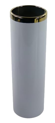 Blumenvase Vase Dekovase weiß schwarz schlicht edel 14-25cm hoch, Wohnzimmer Fensterbank, Keramik (25 x 7,5cm, Weiß) von Glas Art handmade