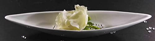 GlasArt Blumenschale Dekoschale "Pure White" Bootform weiß schlicht edel 40-50 cm lang, Wohnzimmer Fensterbank, Keramik (50x9,5 cm) von Glas Art handmade