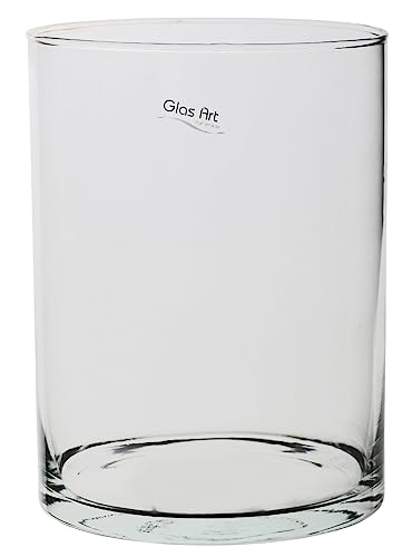 Glasvase Dekovase Klarglas Zylinder Deko-Glasbehälter 15cm/20cm hoch Wohnzimmer (20x15cm) von Glas Art handmade