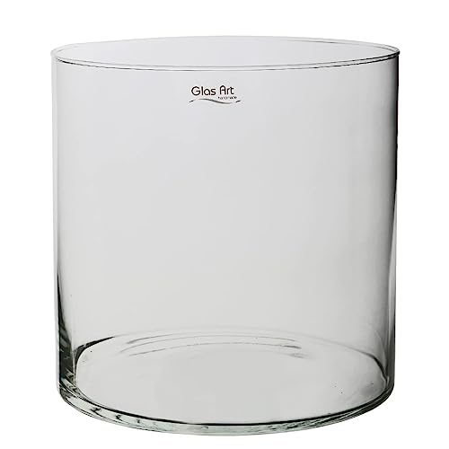 Glasvase Dekovase Klarglas Zylinder Deko-Glasbehälter 15cm/20cm hoch Wohnzimmer (20x20cm) von Glas Art handmade