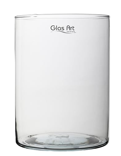Glasvase Dekovase Klarglas Zylinder Deko-Glasbehälter Glas-Gefäß 15cm/20cm hoch Wohnzimmer (20x15 cm) von Glas Art handmade