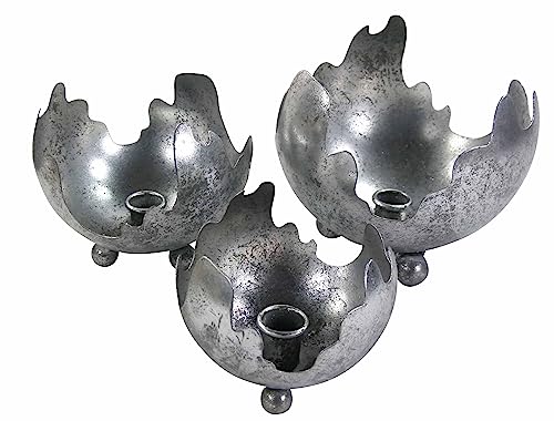 Schale für Kerzen Deko-Schale Rund Kerzenhalter Flamme Silber Gold (Silber, 12x12cm) von Glas Art handmade