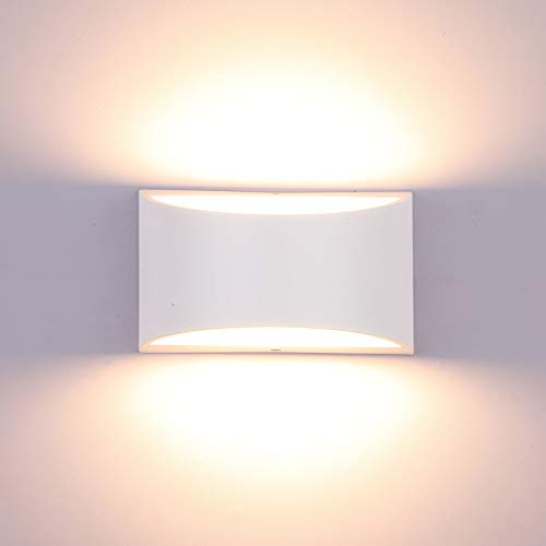 Glighone Dimmbar Wandlampe LED, 10W Weiß Aluminum Modern LED Wandleuchte Innen Licht Up Down Wandlicht für Badezimmer, Wohnzimmer, Schlafzimmer, Flur,Treppe -Warmweiß 3000K von Glighone