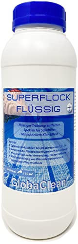 GlobaClean 1 L Superflock flüssig für Pool und Schwimmbad - Flockungsmittel Hochkonzentrat - Sandfilter Flockmittel für kristallklares Poolwasser von GlobaClean