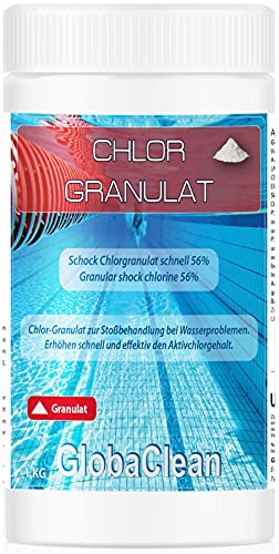 GlobaClean 1 kg Chlorgranulat für Pool, organisch, Schnell Schock Chlor Granulat zur Stoßchlorung schnelllöslich Pools Schwimmbad von GlobaClean