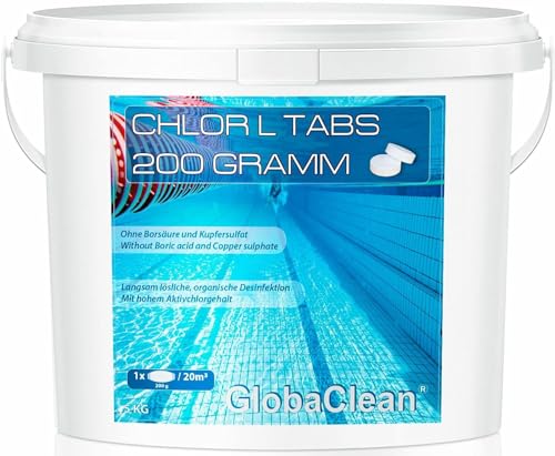 GlobaClean 5 kg Chlor L Tabletten 200g - langsamlösliche Chlortabletten für Pool von GlobaClean