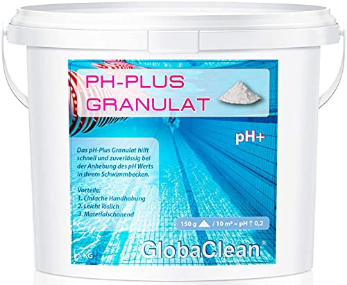 GlobaClean 5 kg Pool pH Plus Granulat Poolwasser pH Korrektur für schnelle Anhebung des pH-Wertes, Schimmbad Pool Whirlpool von GlobaClean