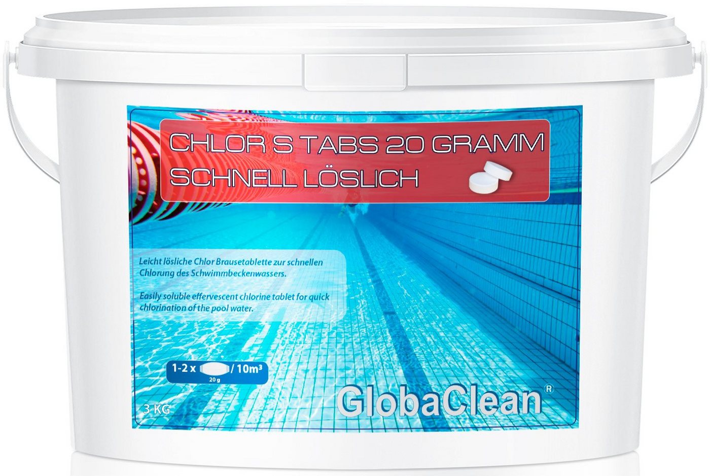 GlobaClean Chlortabletten 3 kg Pool Chlor S Tabs 20g von GlobaClean