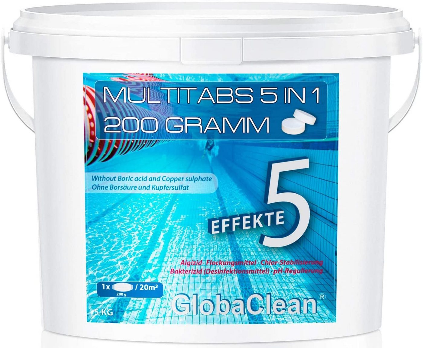 GlobaClean Chlortabletten 5 kg Pool Chlor Multitabs 5in1 200g von GlobaClean