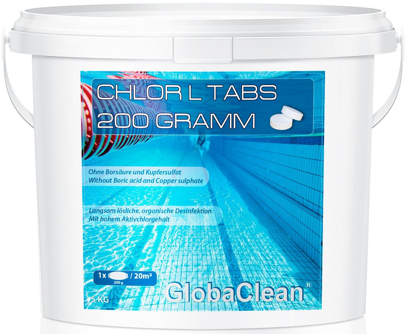 GlobaClean Chlortabletten 5 kg Pool Chlor L Tabs 200g von GlobaClean
