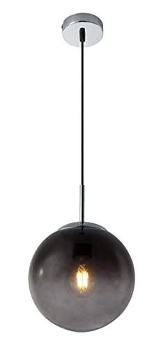 Globo Hängeleuchte Esszimmer Küche - Hängelampe Wohnzimmer Glas rauch - Pendelleuchte schwarz dunkelbraun 20 cm von Globo