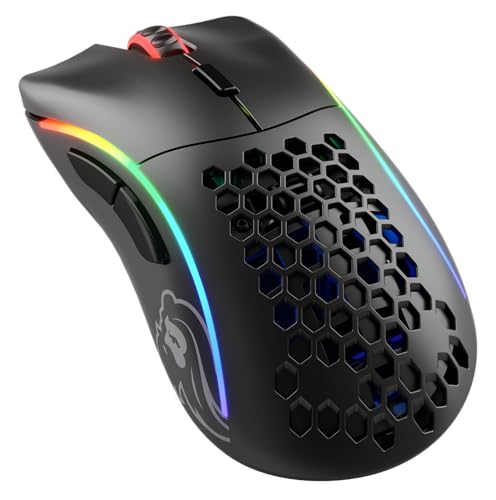 Glorious Gaming Model D Wireless Gaming Mouse – Superleichte 69 g, verzögerungsfreier 2,4-GHz-Funk, bis zu 71 Stunden Akku, RGB-Beleuchtung, BAMF-Sensor, ergonomisch, 6 Tasten – Mattschwarz von Glorious