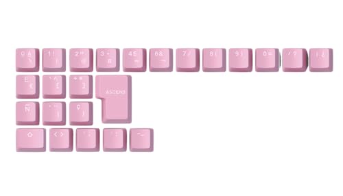 Glorious Gaming 24x ABS Doubleshot Keycaps V2 (Spanisch-Layout) - Dual Molded Design, garantiert farbecht, RGB-freundlich mit transparenter Beschriftung, passend für jeden MX-Schaft - Pink von Glorious