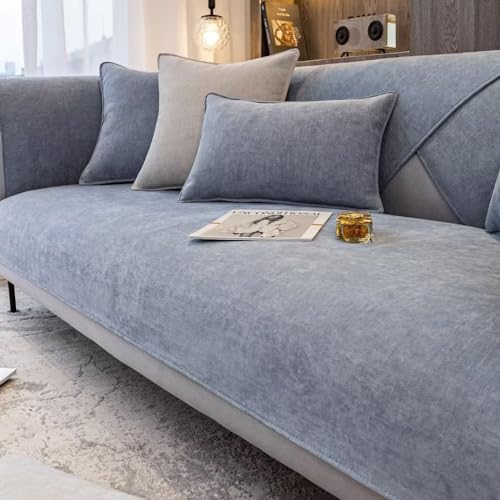 Gluhbirnen Sofa Überwurfdecke, Sofaschoner rutschfest, Sofa Überwurf, Hund Katze Sofa Überwurf Sofaschutz, Sofa Schoner, Couch Bezüge, Blaugrau, 70 * 70CM von Gluhbirnen