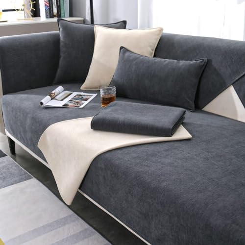 Gluhbirnen Sofa Überwurfdecke, Sofaschoner rutschfest, Sofa Überwurf, Hund Katze Sofa Überwurf Sofaschutz, Sofa Schoner, Couch Bezüge, Dunkelgrau, 110 * 180CM von Gluhbirnen