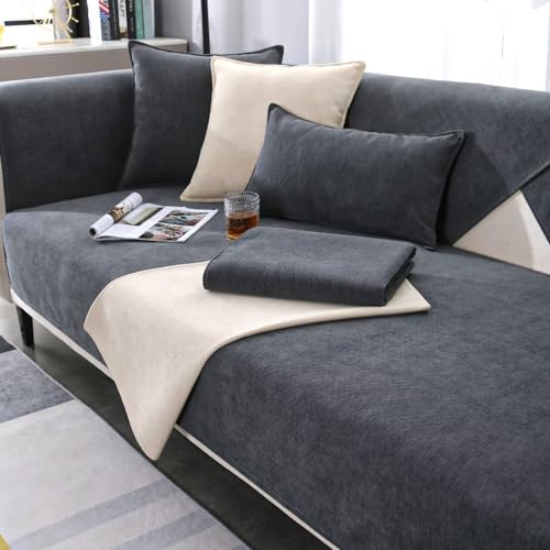 Gluhbirnen Sofabezug, Sofa Überwurf, Sofa überwurfdecke, Sofadecken für Sitzfläche, Sofadecke rutschfest, Couch Bezüge, Sofa Schoner, Dunkelgrau, 70 * 180CM von Gluhbirnen