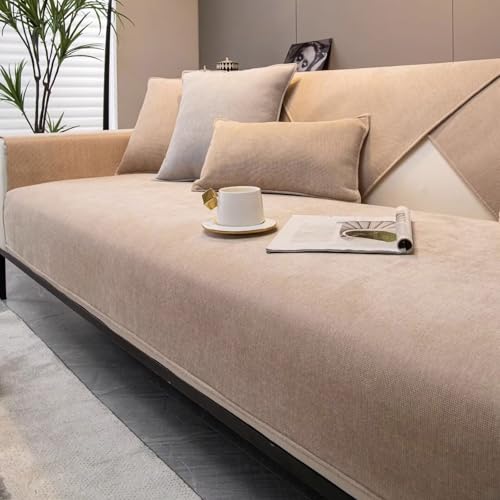 Gluhbirnen Sofabezug, Sofa Überwurf, Sofa überwurfdecke, Sofadecken für Sitzfläche, Sofadecke rutschfest, Couch Bezüge, Sofa Schoner, Hellkaffee, 110 * 210CM von Gluhbirnen