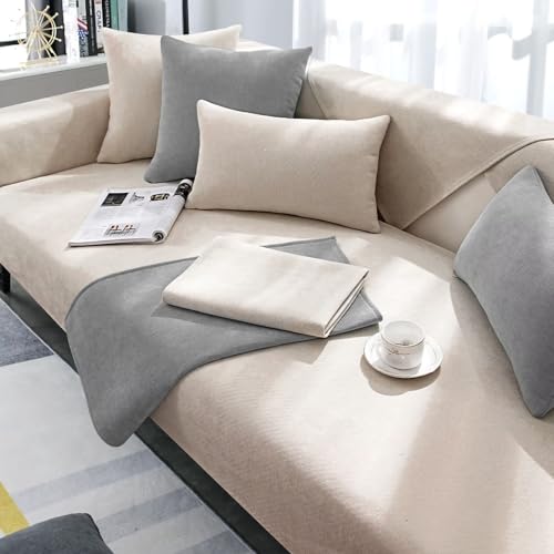 Sofa Überwurfdecke, Sofaschoner rutschfest, Sofa Überwurf, Hund Katze Sofa Überwurf Sofaschutz, Sofa Schoner, Couch Bezüge, Gebrochenes Weiß, 70 * 150CM von Gluhbirnen