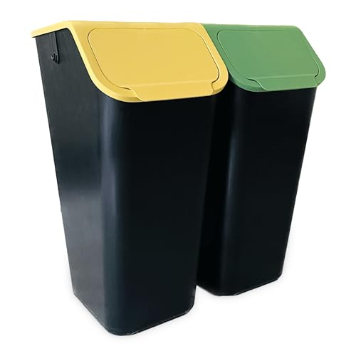 Go Practic 2-er Mülleimer-Set Küche Mülltrennsystem 2x Mülleimer 35l mit Deckel und 2-Pack Bioaktivkohlefilter Stapelbar CLICK-Funktion… von Go Practic