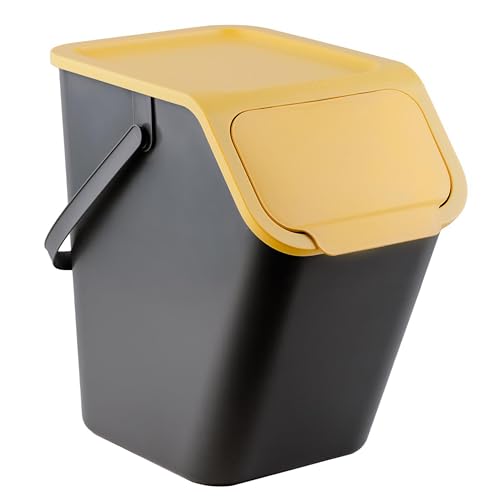 Go Practic Mülleimer Mit Deckel Küche 25 L Click-Function Abfalleimer Mülltrensystem Abfallbehälter Recycling Gelb 1x25 l von Go Practic