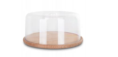 Go Practic Tortenplatte mit Deckel, Tortenständer, Hochwertige Kuchenplatte aus Holz mit praktischem Deckel von Go Practic