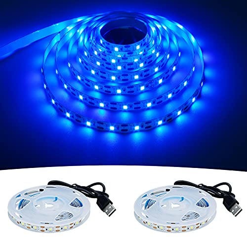 GOMING 5V USB LED Strip Blau Licht 460-465nm LED Streifen 240LED 4m (2 Stück x 2m) SMD2835 LED Band Selbstklebend Nicht Wasserdicht IP20 LED Lichtband für Innen Heim Küche Deko von GOMING