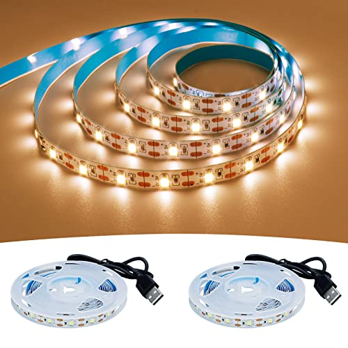 GOMING 5V USB LED Strip Warmweiß 3000K LED Streifen Warmweiss 240LED 4m (2 Stück x 2m) SMD2835 LED Band Selbstklebend Nicht Wasserdicht IP20 LED Lichtband für Innen Heim Küche Deko von GOMING