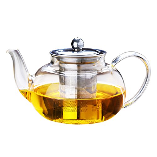 Glas-Teekanne mit Edelstahl-Ei groß Größe – Herbal Teekanne 800 ml von GoldBearUK