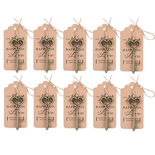 Gonyscag 10 Stück Vintage-Schlüssel-Flaschenöffner Mit Etikett, Karte Für Gastgeschenke, Geburtstage, Hochzeiten, Partys, Gastgeschenke von Gonyscag