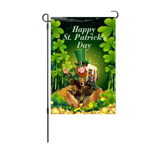Gonyscag St. Patricks Day Gartenflagge, Exquisite Dekorative Doppelseitige Gartenflagge Für Terrasse, Veranda, Balkon, Hinterhof, Rasen, Heimdekoration(S26) von Gonyscag