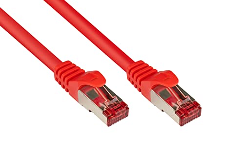 Good Connections Cat. 6 Ethernet LAN Patchkabel mit Rastnasenschutz RNS, S/FTP, PiMF, PVC, 250Mhz, Gigabit-fähig (10/100/1000-Base-T Ethernet Netzwerke), für Patchfelder, Patchpanels, Switch, Router, Modems, rot, 2m von Good Connections
